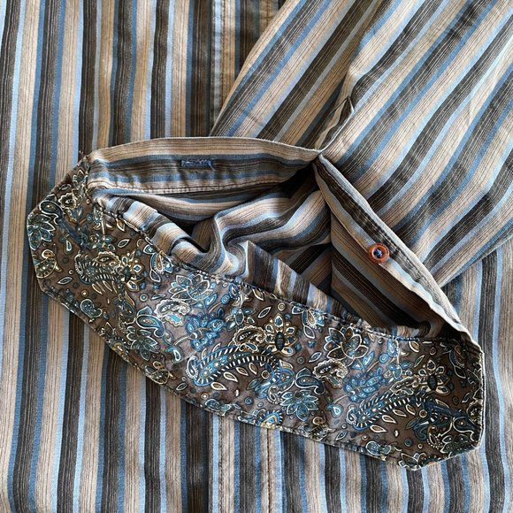 Bugatchi Shirt - Multi-Colour Stripe - X-Large - Regular Fit - Picture 4 of 5